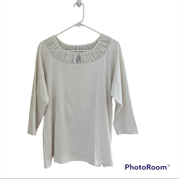Rafaella Tops - ▫️RAFAELLA: Women’s off-white quarter sleeved blouse, size 2X, w/sheer neck▫️
